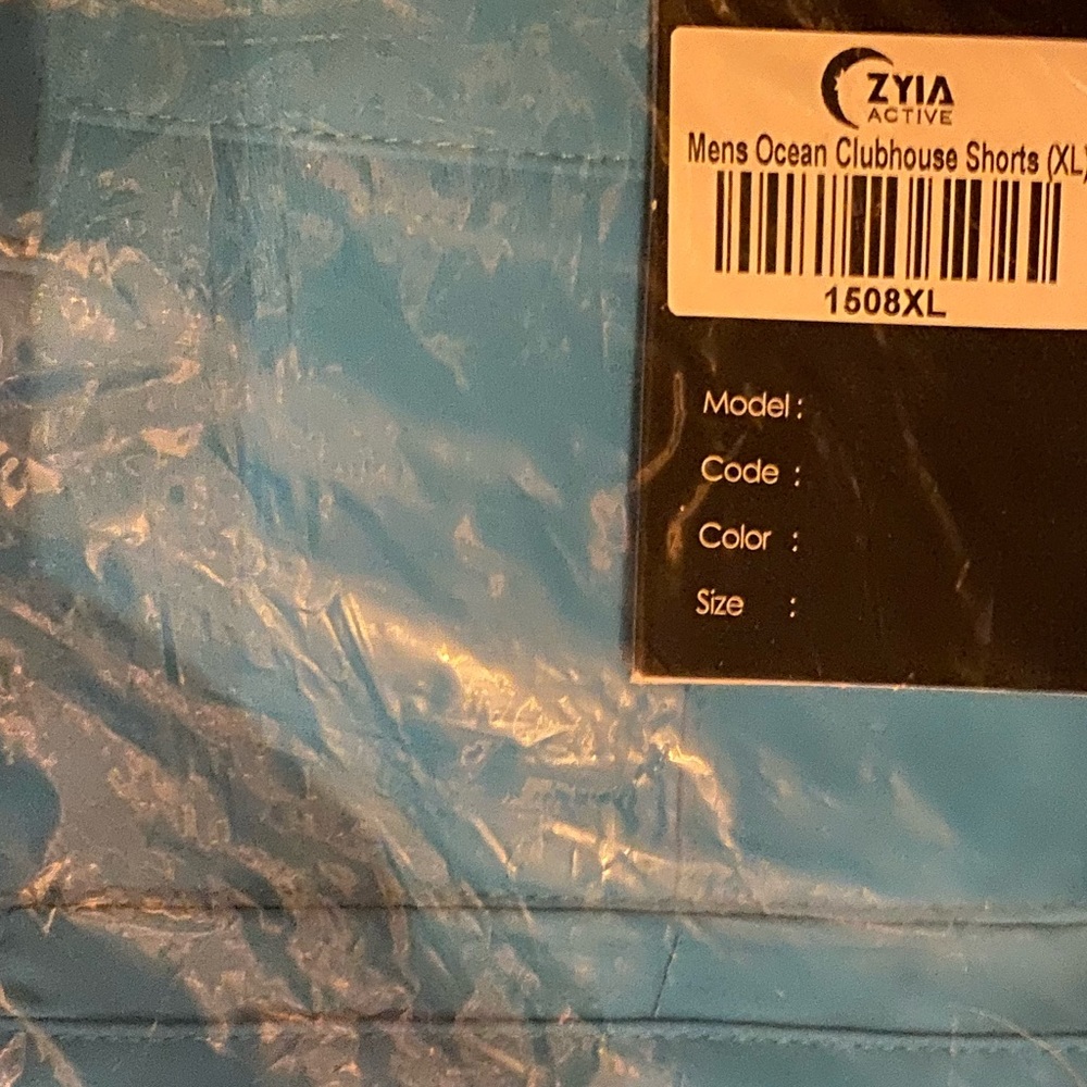 Zyia men’s clubhouse shorts in Ocean XL NWT